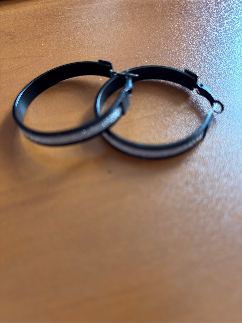 Black Hoop Earrings with silver Classic Black Hoops